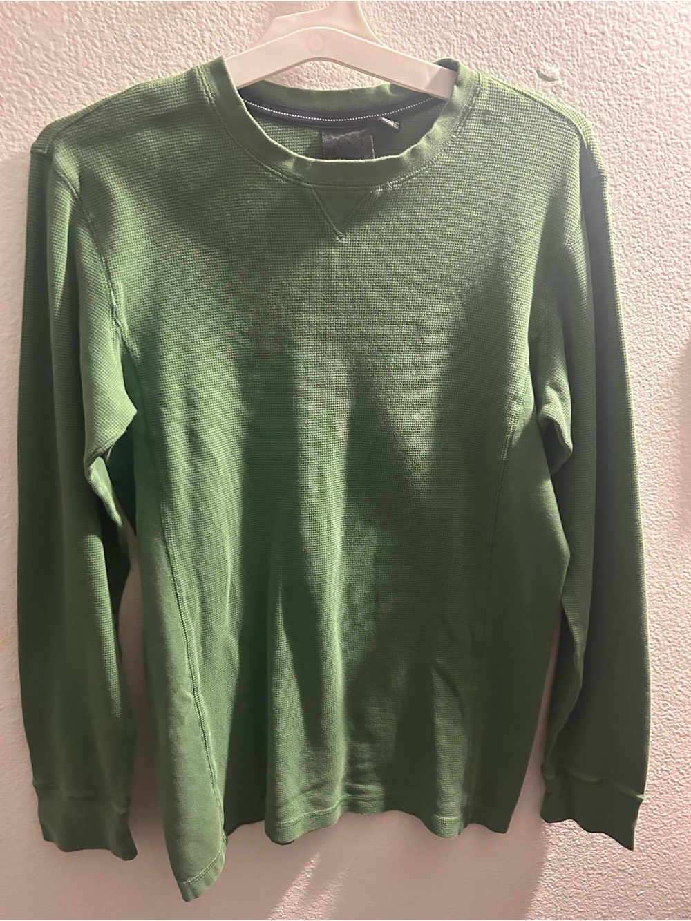 ANCHORBLUE Olive Green Waffle Crewneck long sleeve